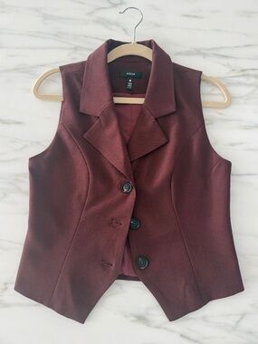 Aqua - Burgundy Blazer Vest  Burgundy — Notch Lapel Waistcoat, Size S
